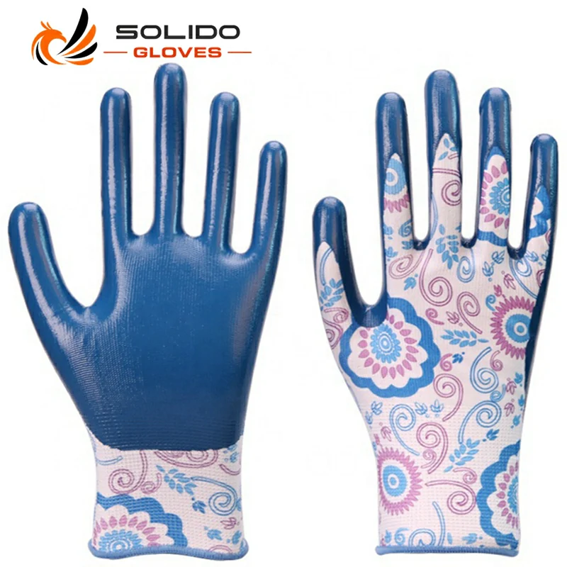 13G Polyester Shell Nitrile Coated Garden Gloves