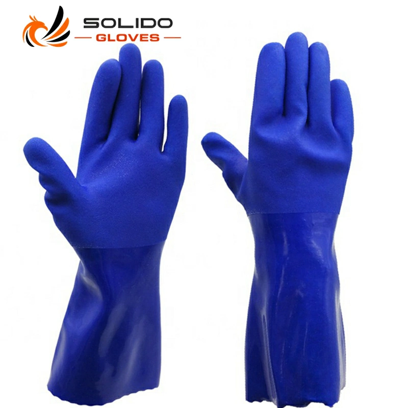 13G seamless Cotton liner chemical resistant PVC work safety gloves