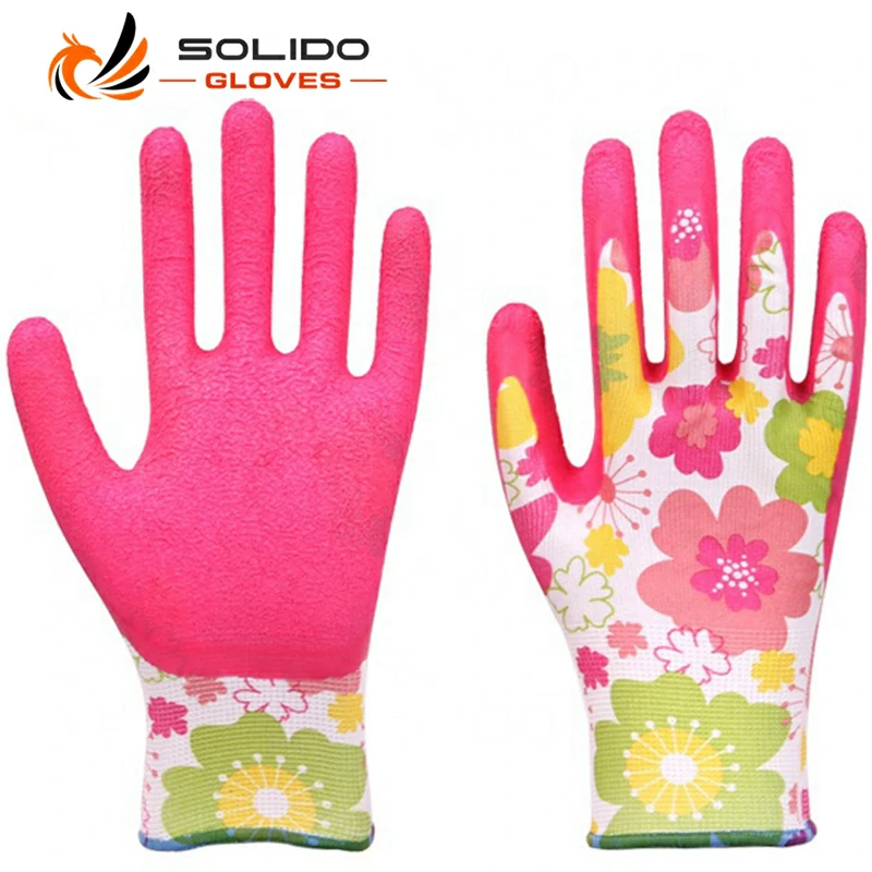 13G Polyester Latex Coated Line Gardening Gloves